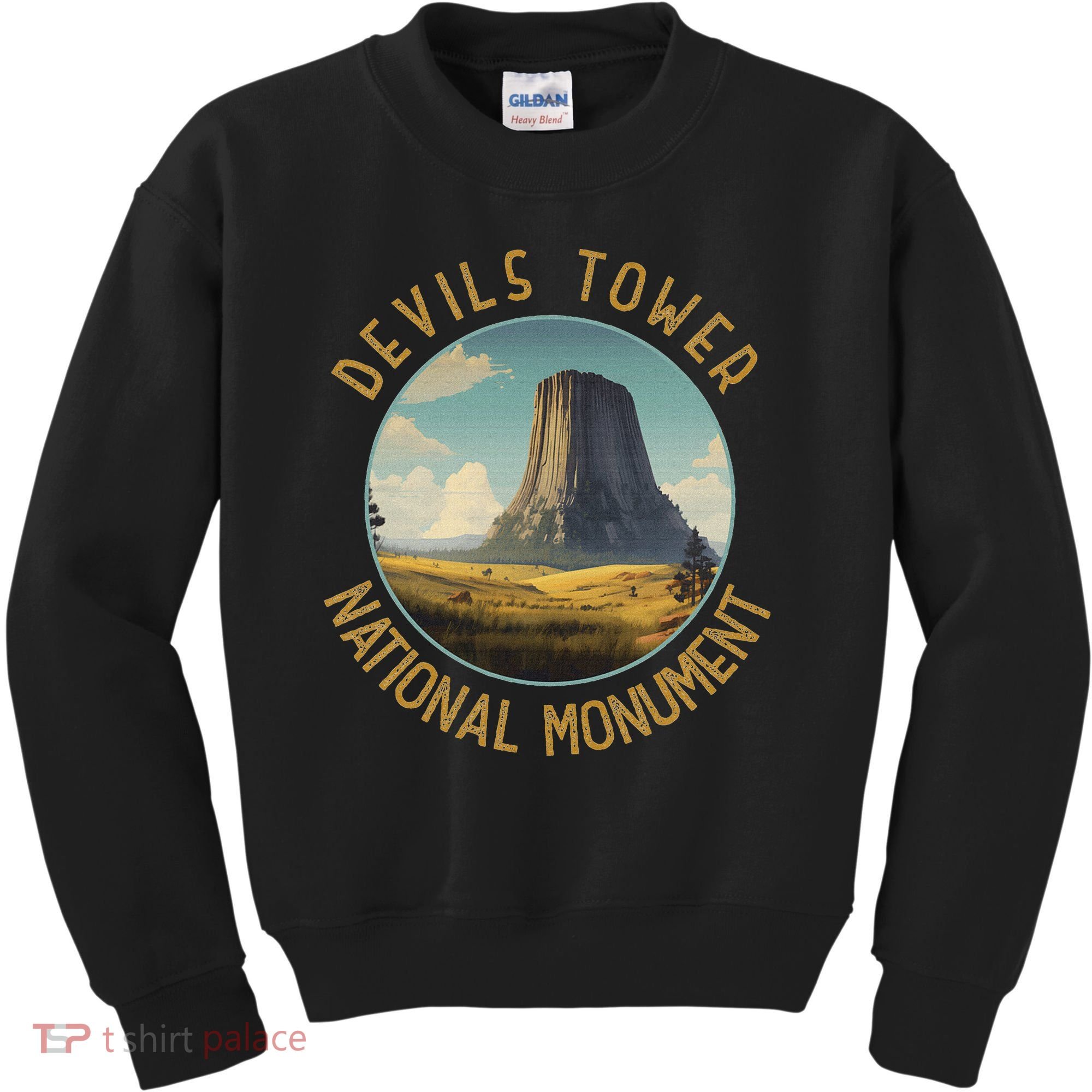 Devils Tower National Monument Distressed Circle Kids Sweatshirt