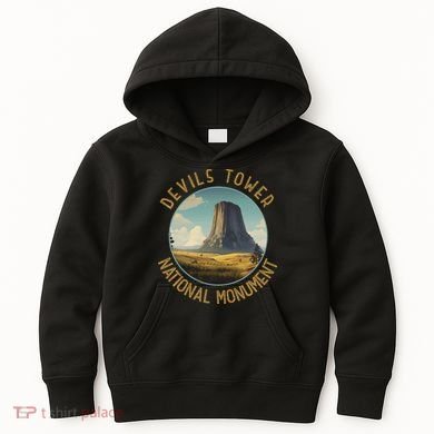 Devils Tower National Monument Distressed Circle Kids Hoodie