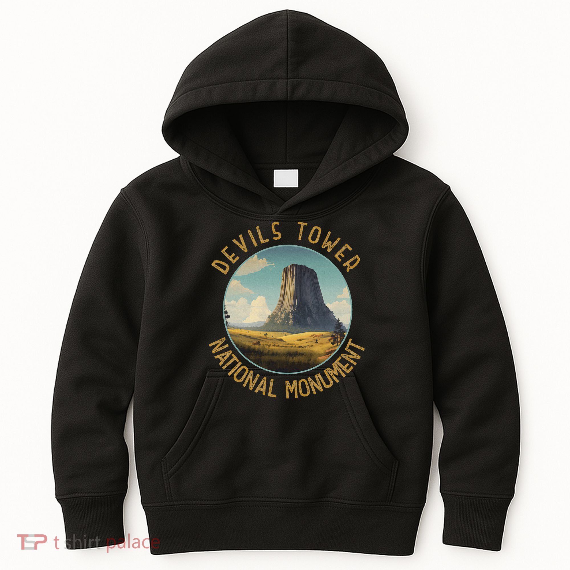 Devils Tower National Monument Distressed Circle Kids Hoodie