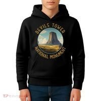 Devils Tower National Monument Distressed Circle Kids Hoodie thumb 4