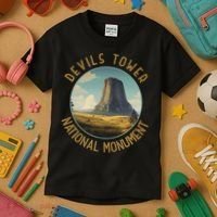 Devils Tower National Monument Distressed Circle Kids T-Shirt thumb 3