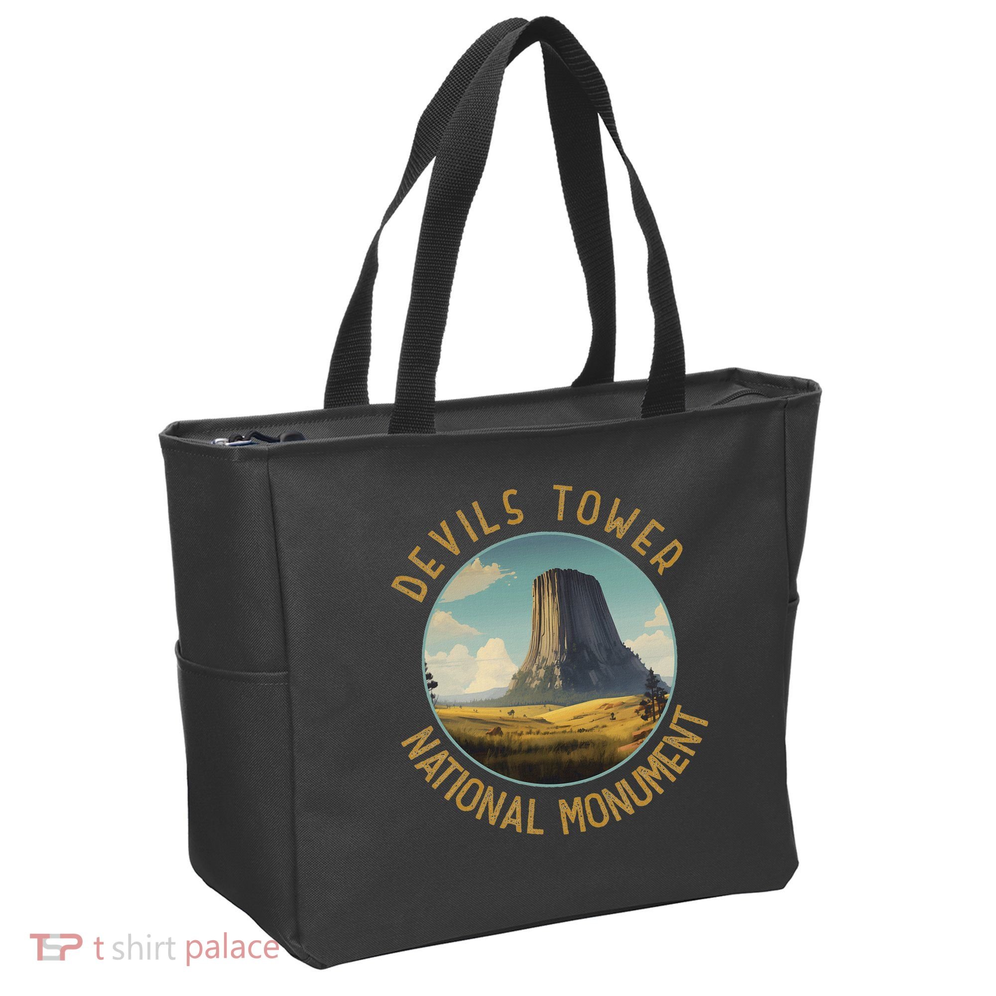 Devils Tower National Monument Distressed Circle Tote Bag