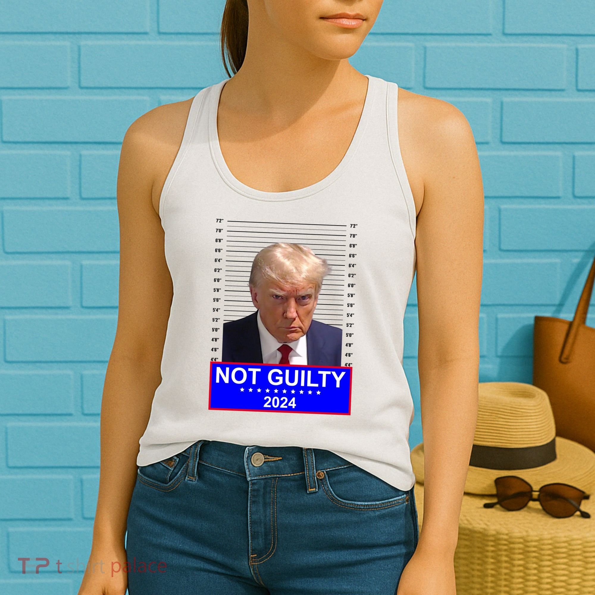 Donald Trump Not Guilty 2024 Mugshot Politcal Women's Tank Top