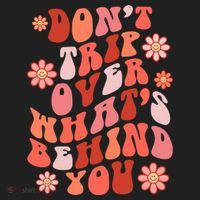 Don't Trip Over What Behind You Groovy Inspirational Quote Beanie thumb 2