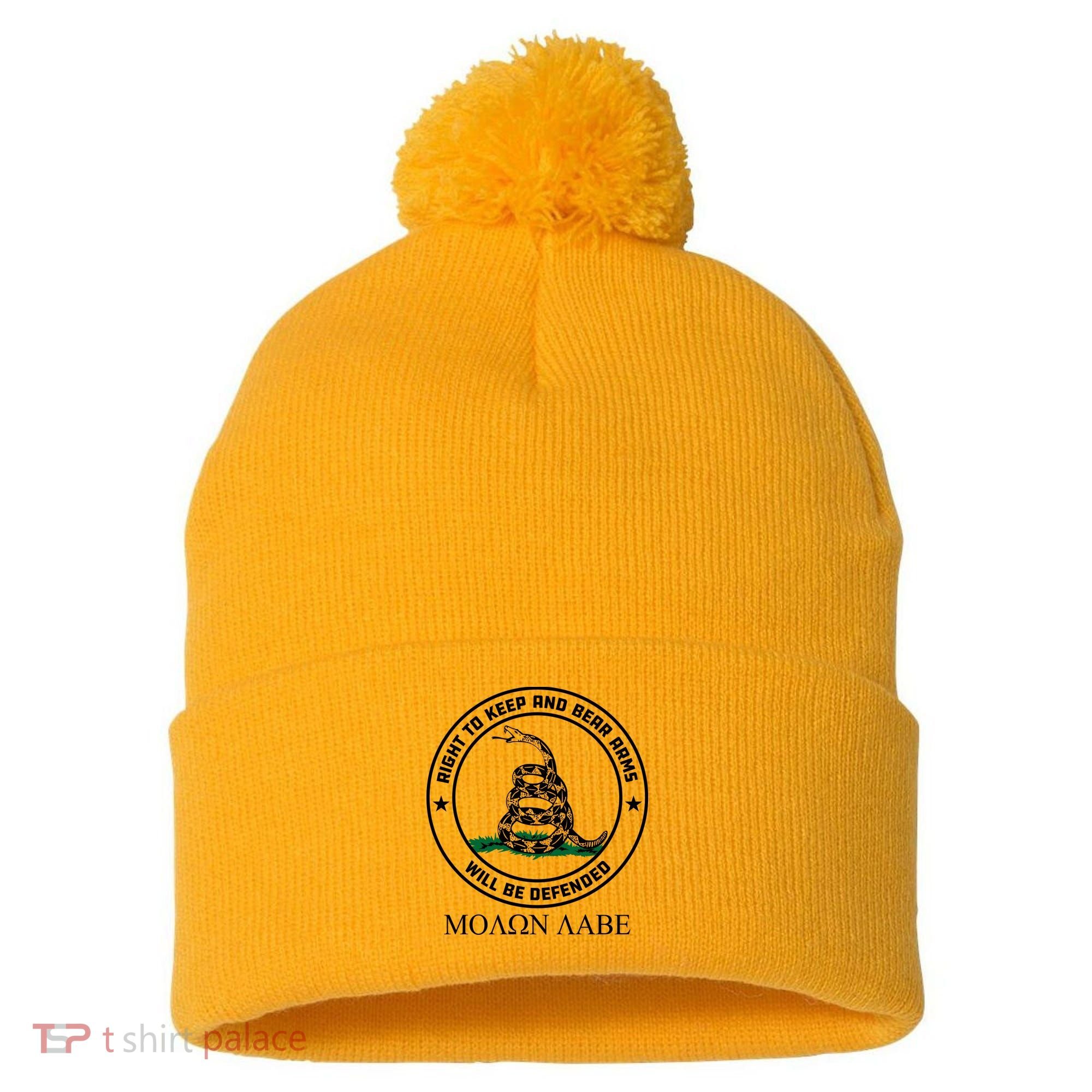 Dont Tread On Me Right To Keep & Bear Arms Come & Take It Pom Pom 12in Knit Beanie