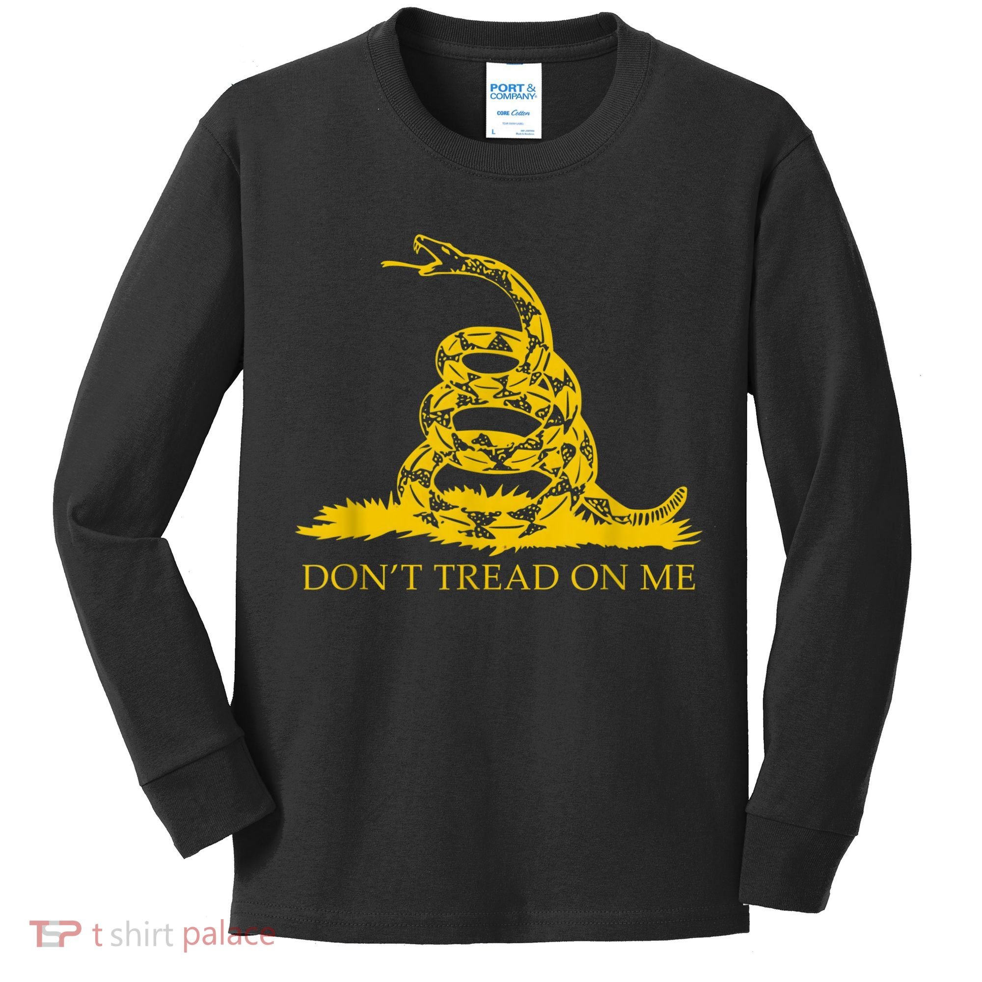 Don’t Tread On Me Shirts For Men Gadsden Flag Yellow Snake Kids Long Sleeve Shirt