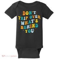 Don't Trip Over What's Behind You Psychedelic Trippy Retro Baby Bodysuit thumb 0