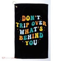 Don't Trip Over What's Behind You Psychedelic Trippy Retro Golf Towel thumb 0
