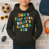 Don't Trip Over What's Behind You Psychedelic Trippy Retro Kids Hoodie thumb 2