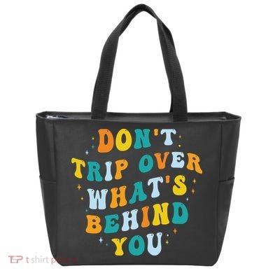 Don't Trip Over What's Behind You Psychedelic Trippy Retro Tote Bag