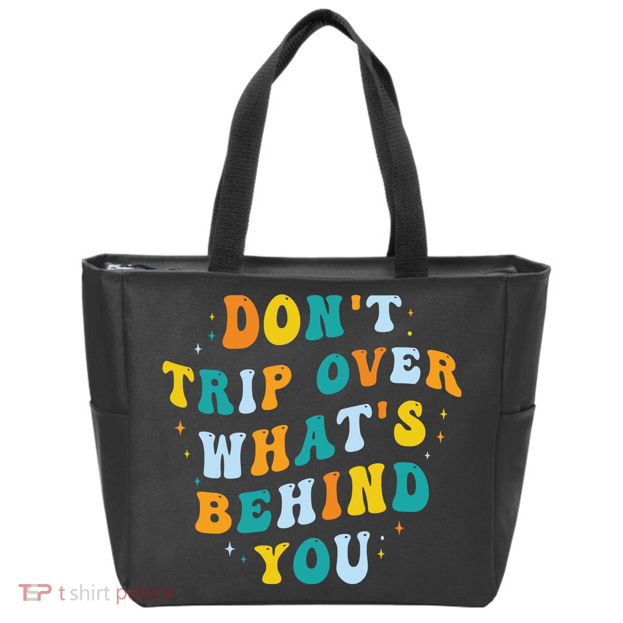 Don't Trip Over What's Behind You Psychedelic Trippy Retro Tote Bag