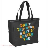 Don't Trip Over What's Behind You Psychedelic Trippy Retro Tote Bag thumb 2
