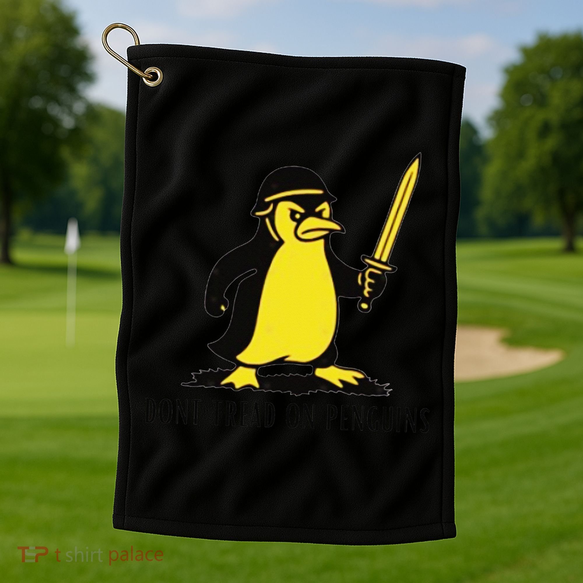 Dont Tread On Penguins Golf Towel
