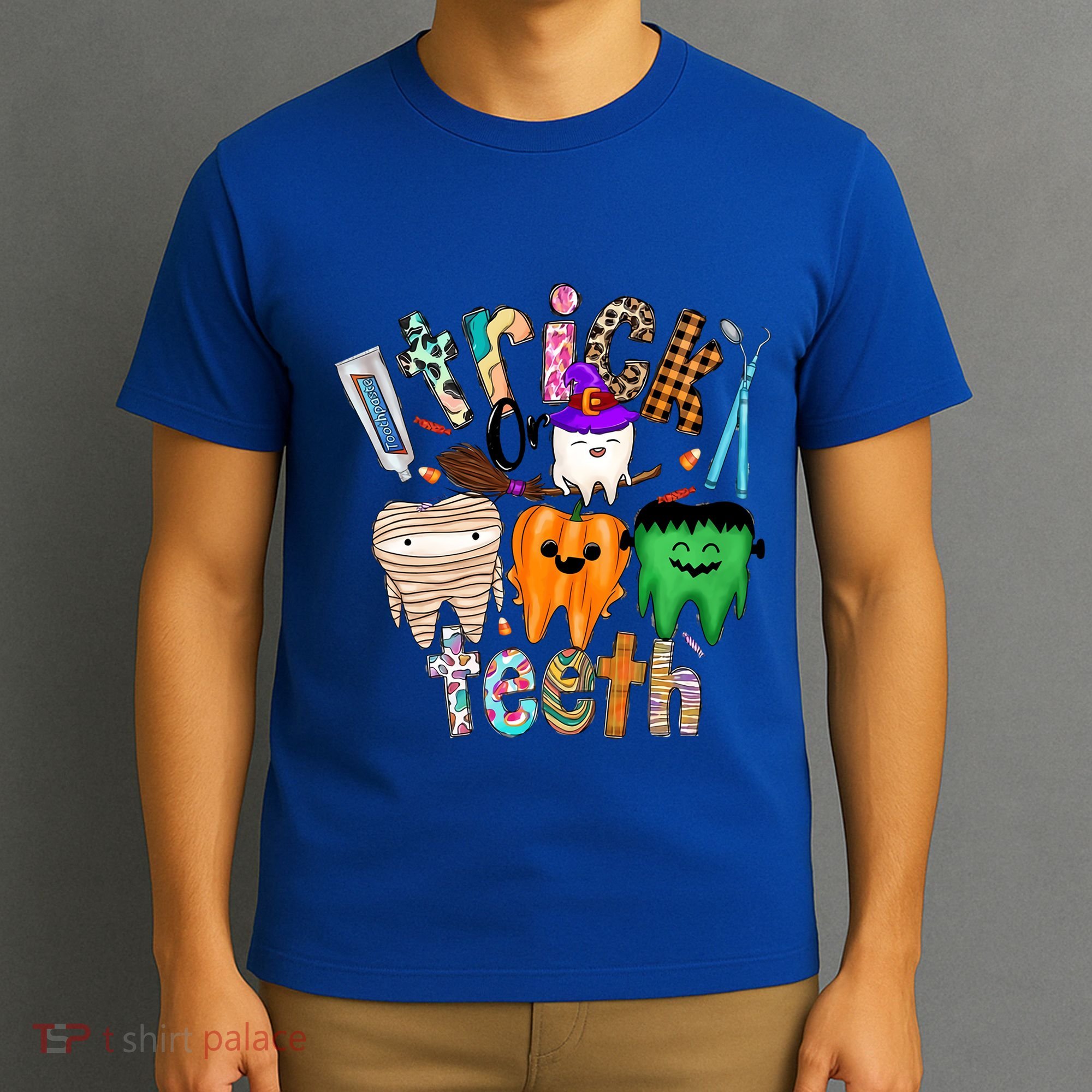 Dentist Trick Or Teeth Halloween Monster Dental Life Western Gift T-Shirt