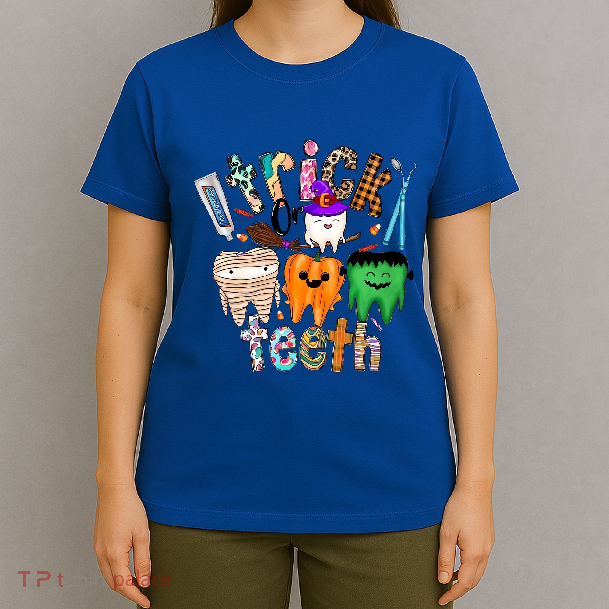 Dentist Trick Or Teeth Halloween Monster Dental Life Western Gift T-Shirt