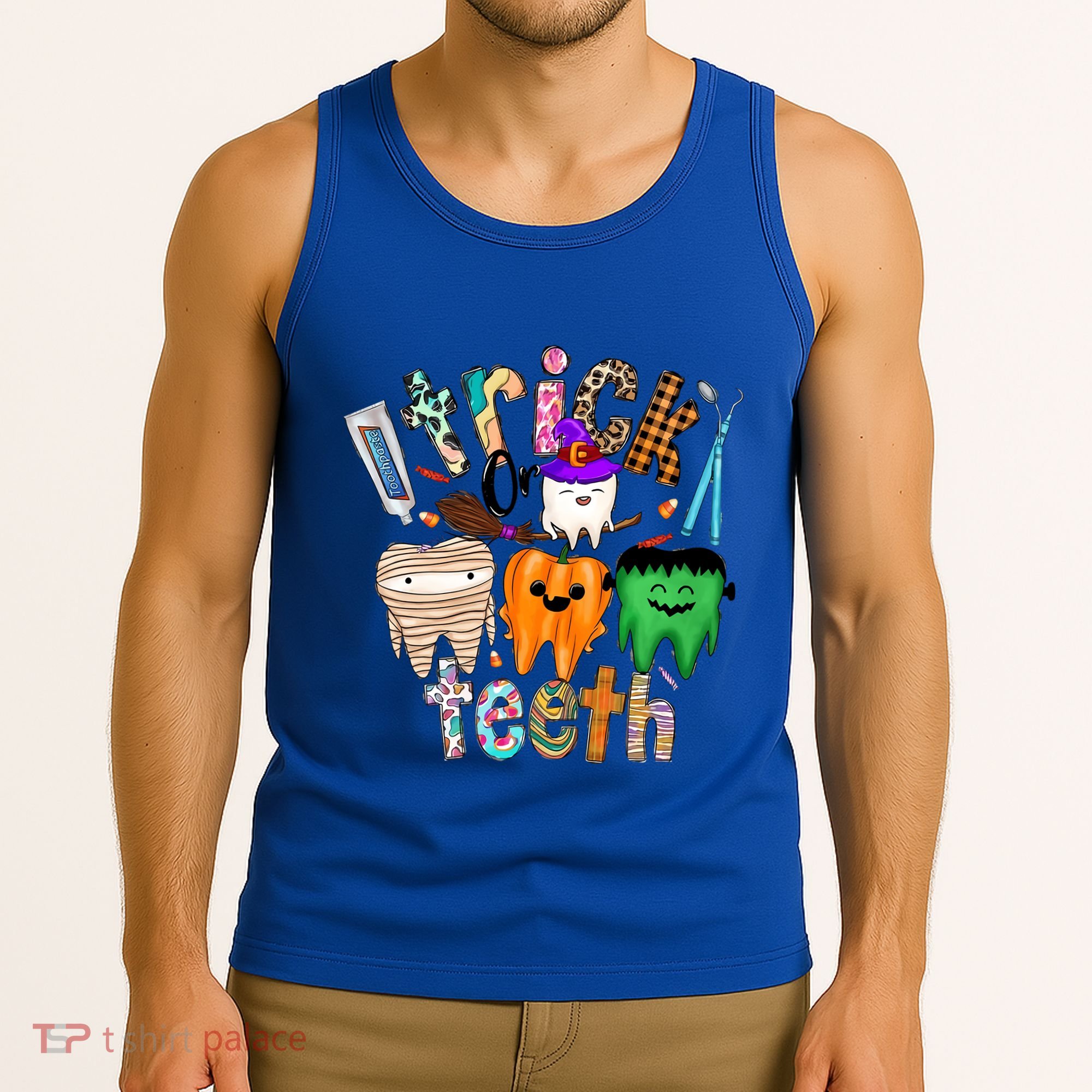 Dentist Trick Or Teeth Halloween Monster Dental Life Western Gift Tank Top