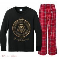 Donald Trump Official Gold Seal 47th President Kids Long Sleeve Plaid Pajama Set thumb 0
