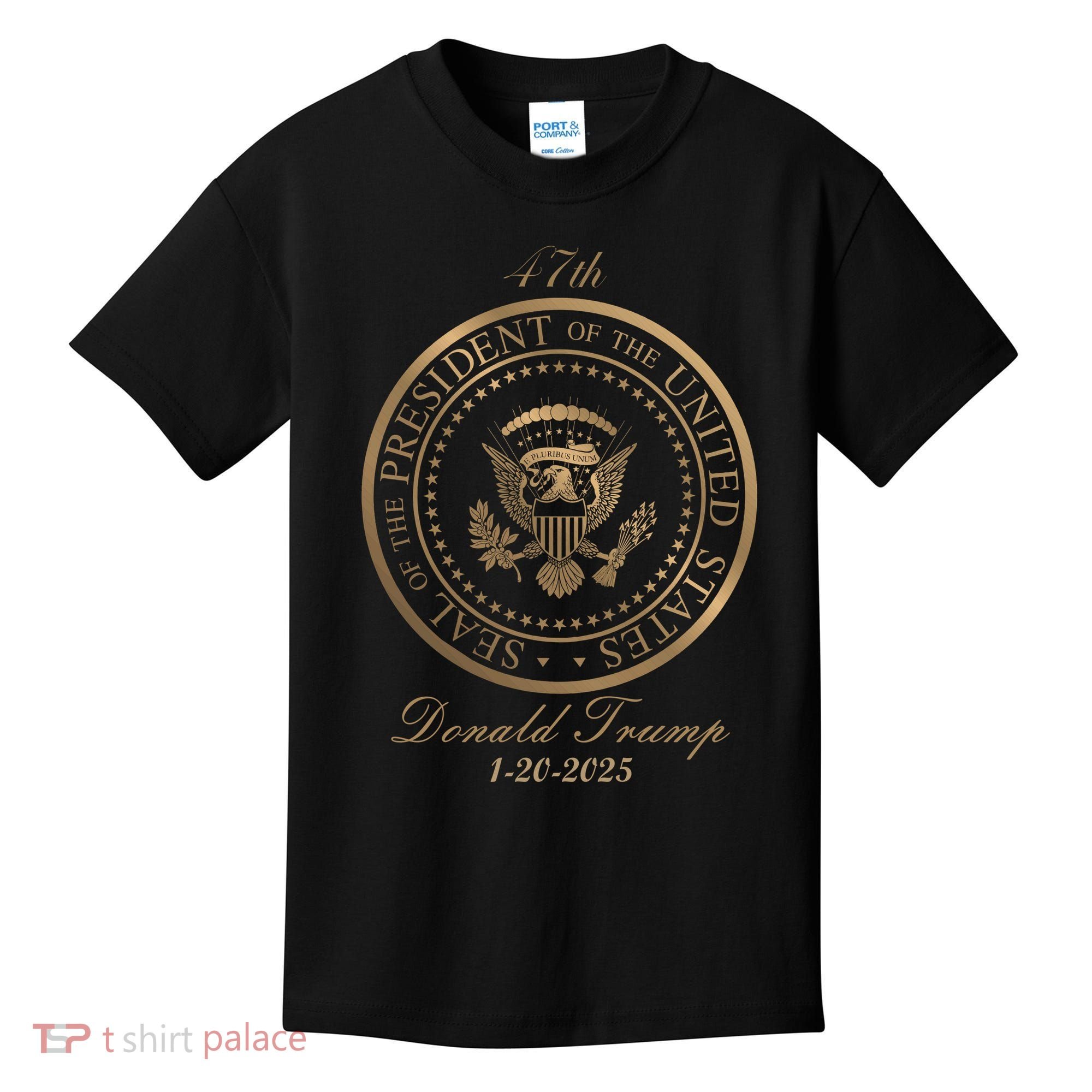 Donald Trump Official Gold Seal 47th President Kids T-Shirt