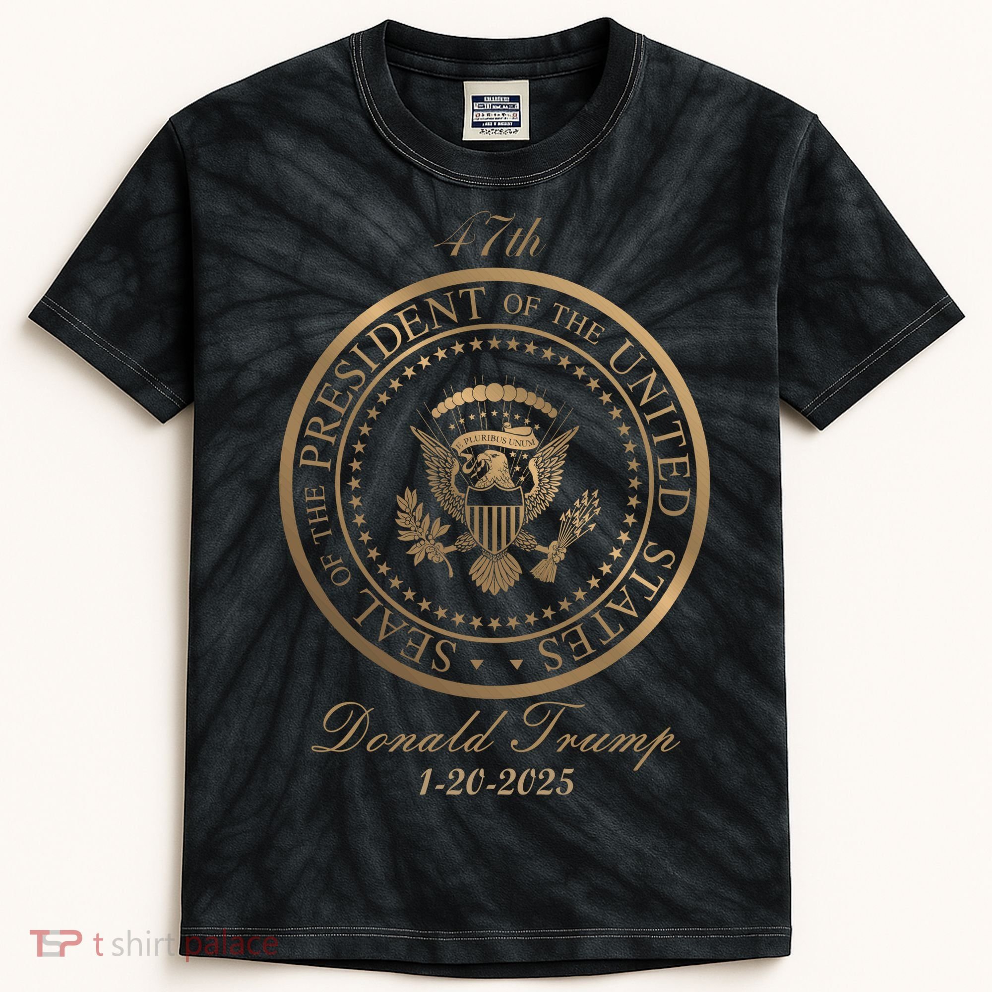 Donald Trump Official Gold Seal 47th President Kids Tie-Dye T-Shirt