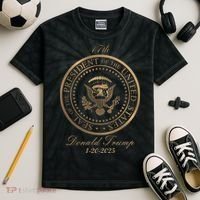 Donald Trump Official Gold Seal 47th President Kids Tie-Dye T-Shirt thumb 2