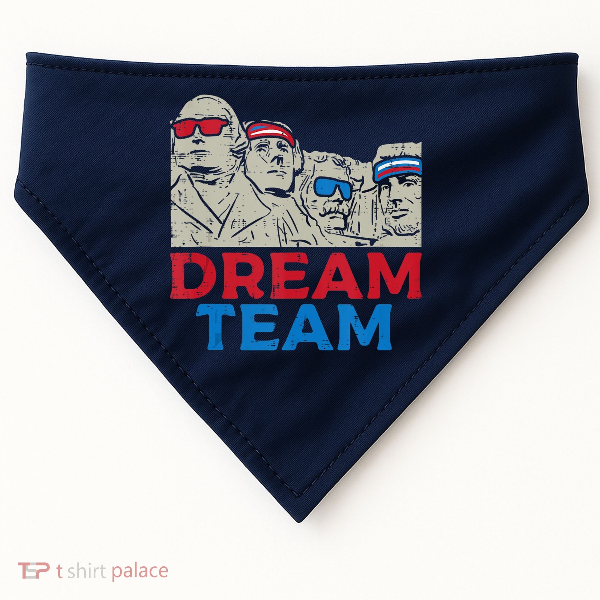Dream Team Presidents Mount Rushmore Funny 4th Of July USA-Made Doggie Bandana