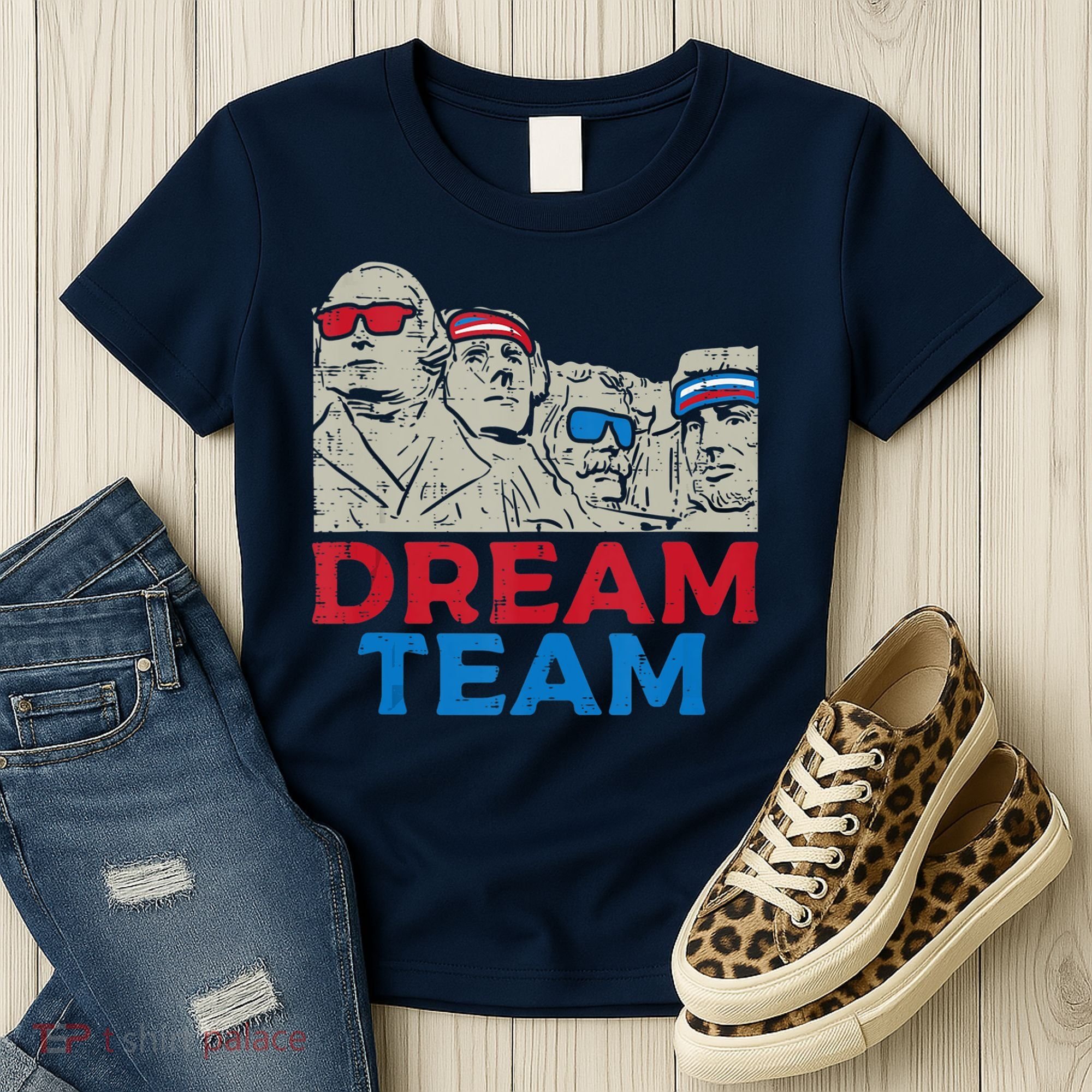 Dream Team Presidents Mount Rushmore Funny 4th Of July Women's T-Shirt