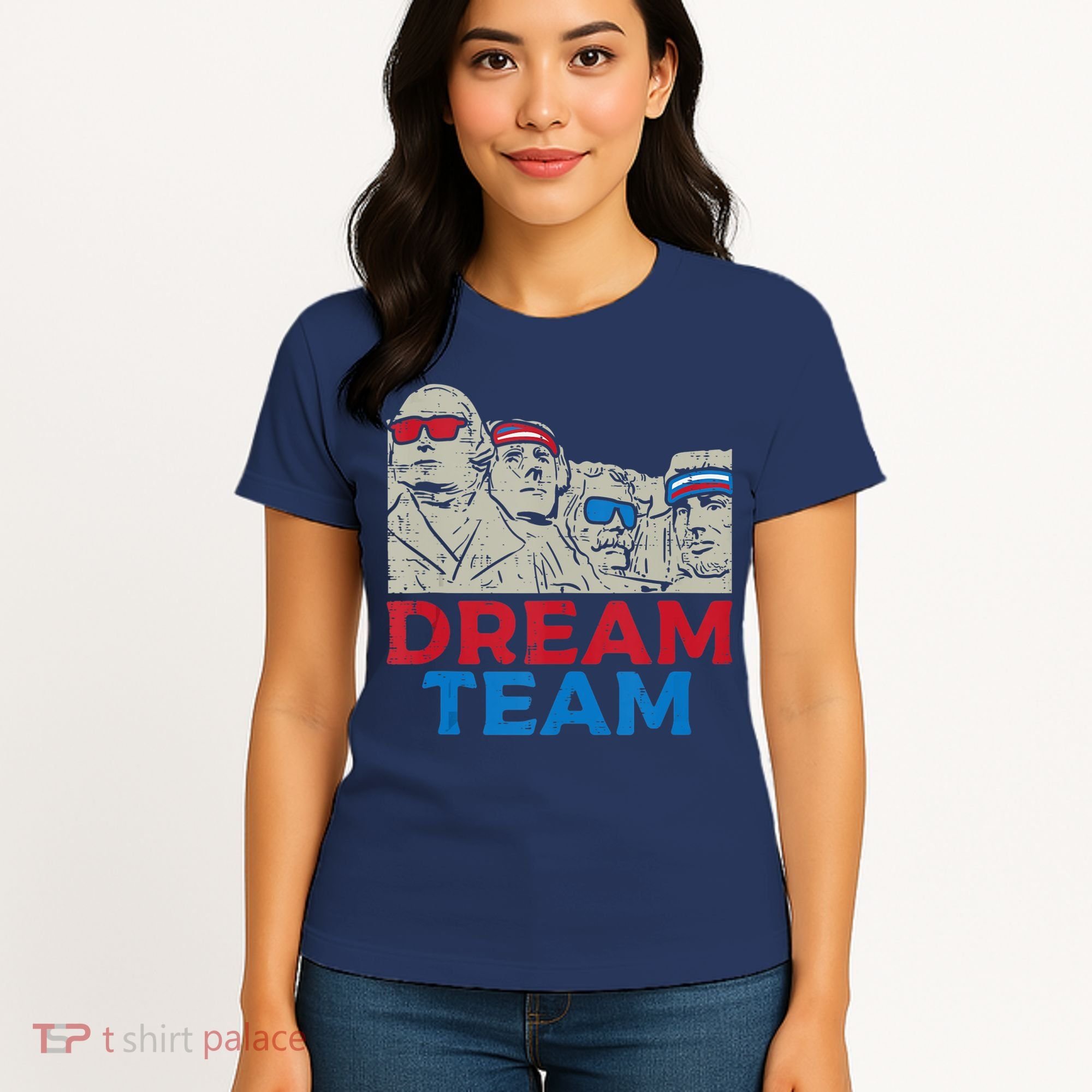 Dream Team Presidents Mount Rushmore Funny 4th Of July Women's T-Shirt