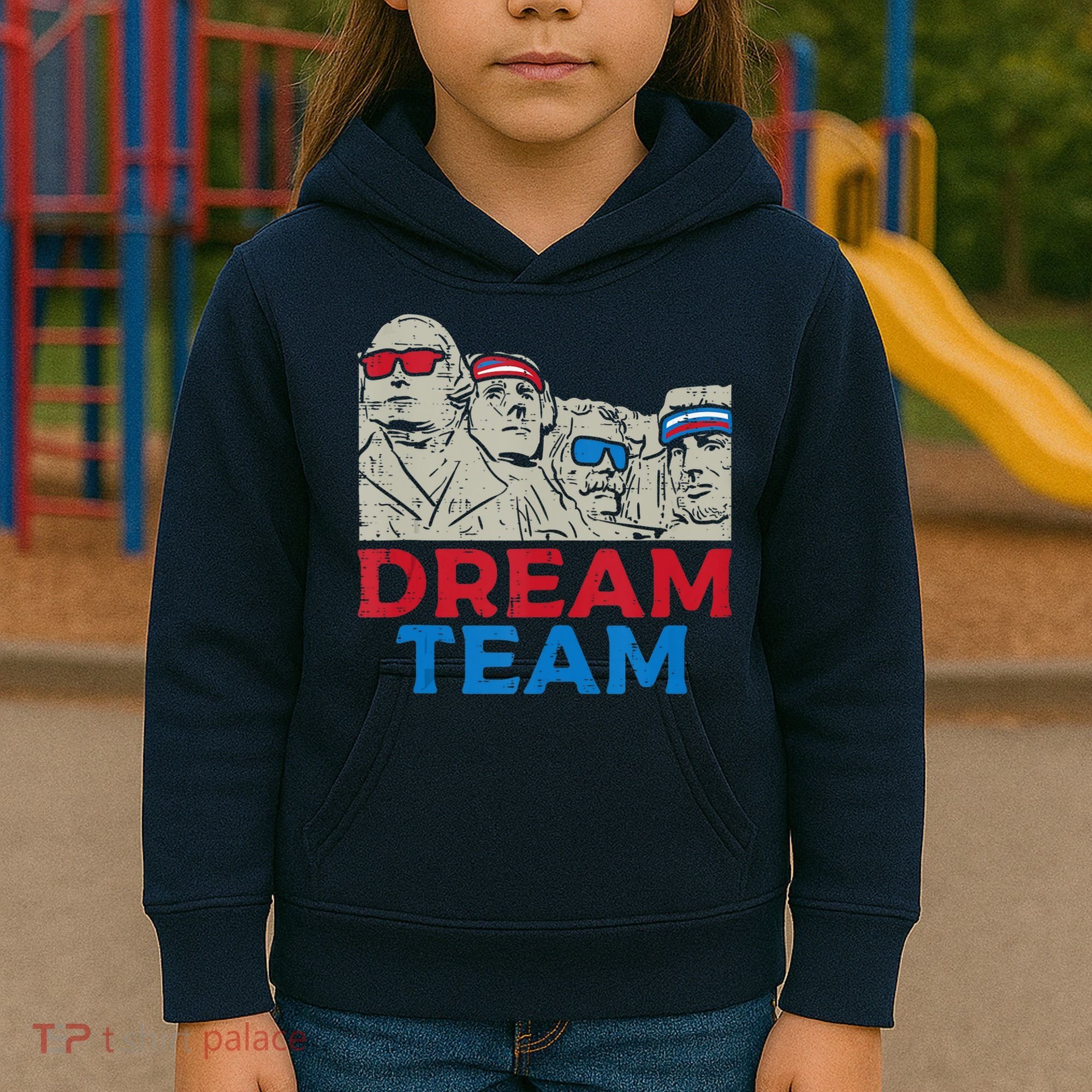 Dream Team Presidents Mount Rushmore Funny 4th Of July Kids Hoodie