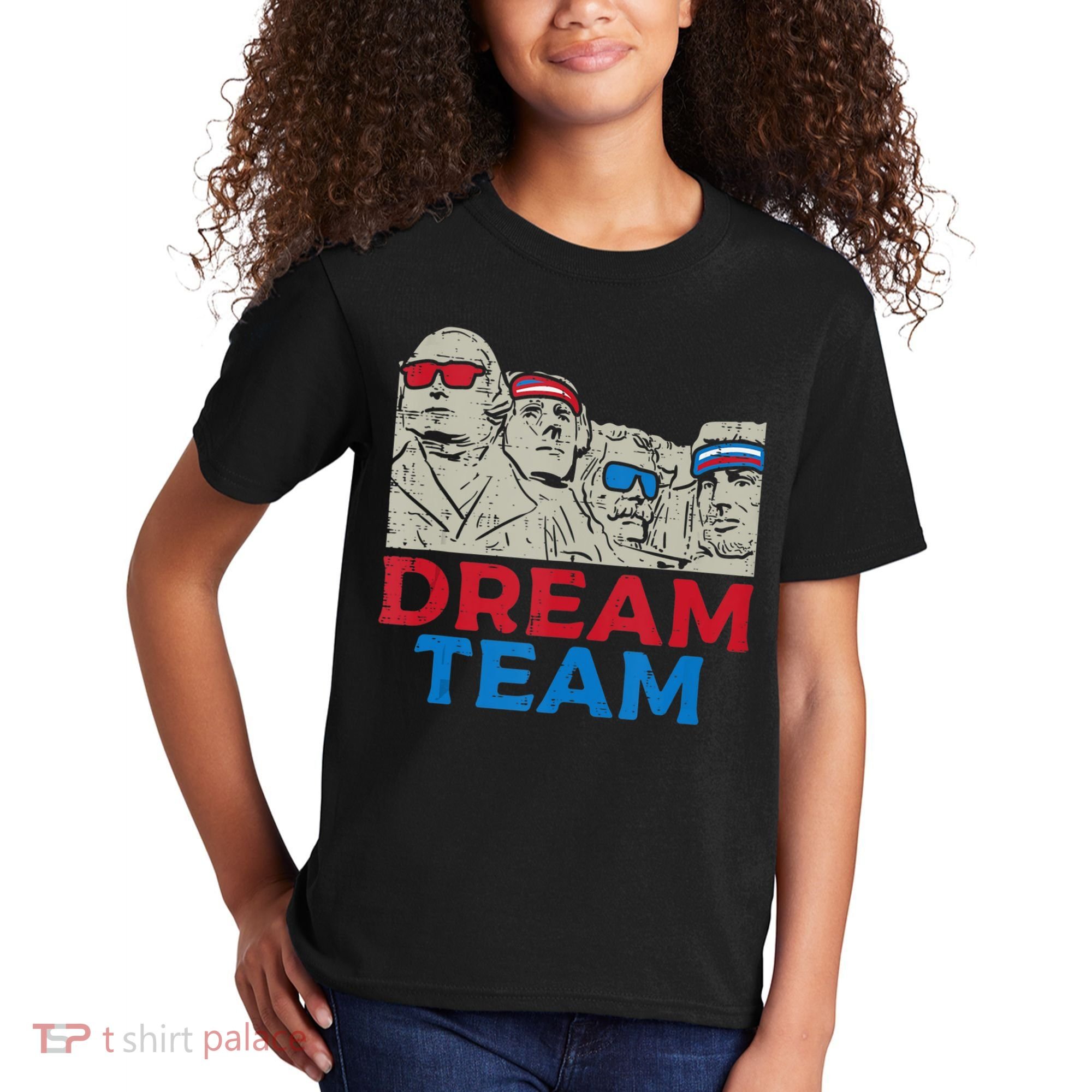 Dream Team Presidents Mount Rushmore Funny 4th Of July Kids T-Shirt
