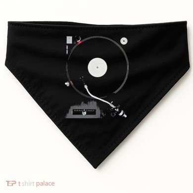 Dj Turntable Playing Vinyl Record Photo USA-Made Doggie Bandana