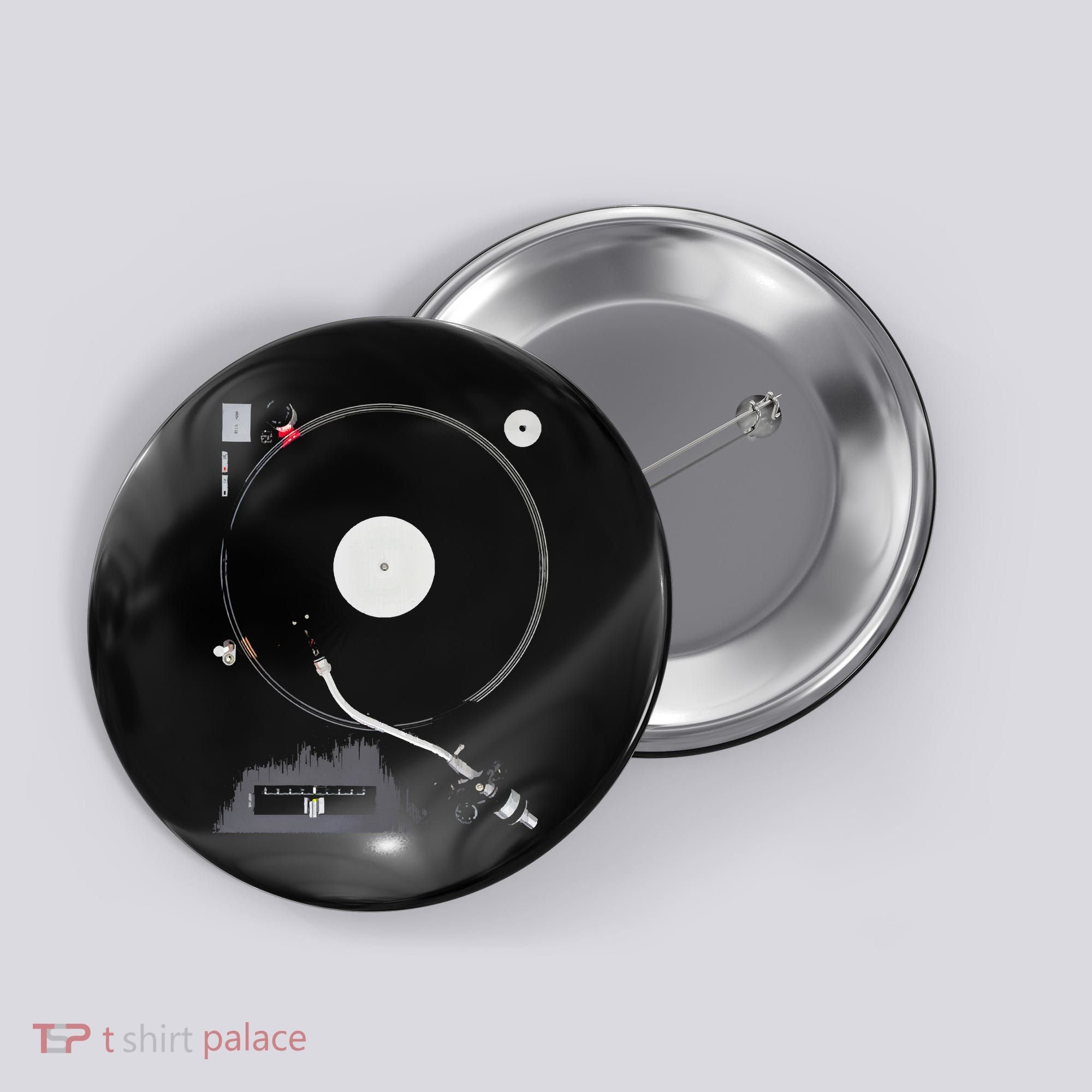 Dj Turntable Playing Vinyl Record Photo Button