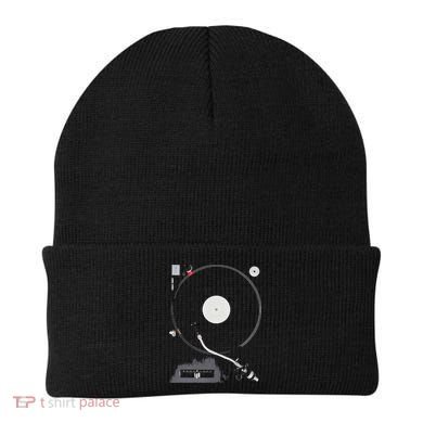 Dj Turntable Playing Vinyl Record Photo Beanie