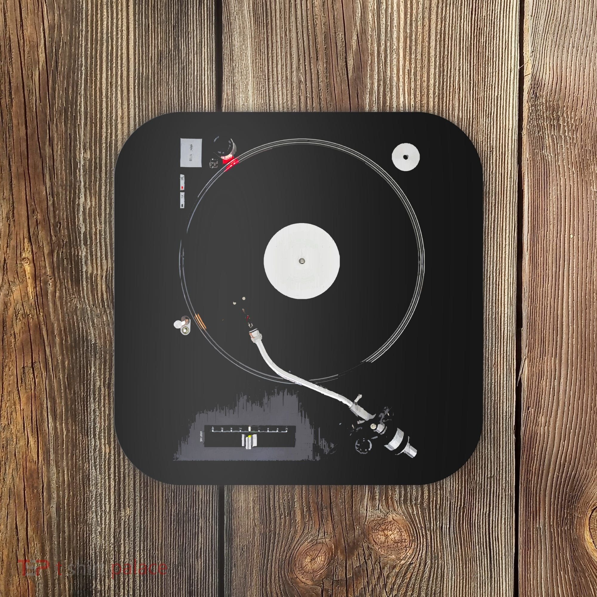 Dj Turntable Playing Vinyl Record Photo Coaster
