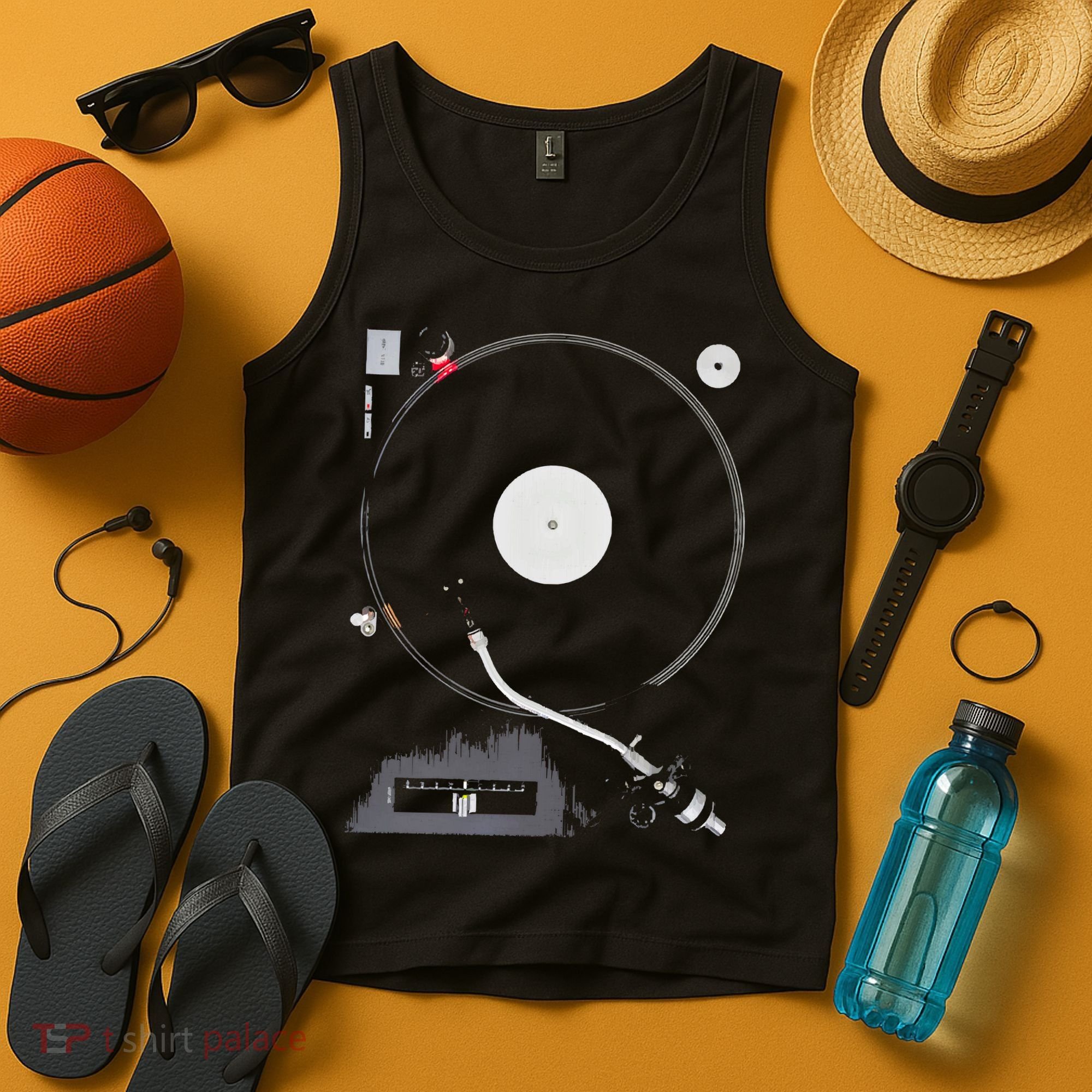 Dj Turntable Playing Vinyl Record Photo Tank Top