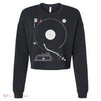 Dj Turntable Playing Vinyl Record Photo Cropped Pullover Crew thumb 0