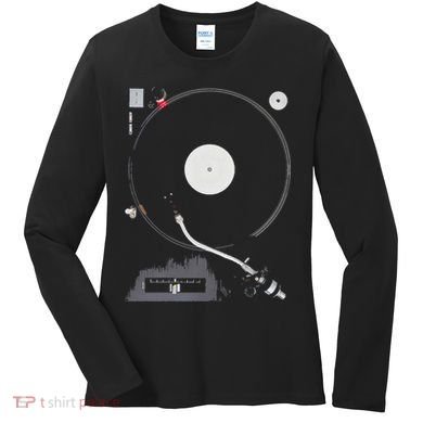 Dj Turntable Playing Vinyl Record Photo Women's Long Sleeve Shirt