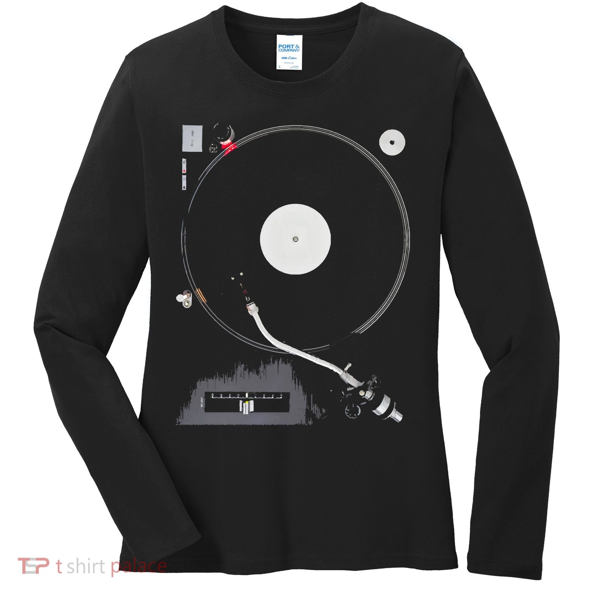 Dj Turntable Playing Vinyl Record Photo Women's Long Sleeve Shirt
