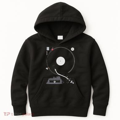 Dj Turntable Playing Vinyl Record Photo Kids Hoodie