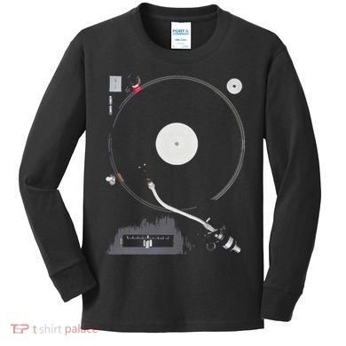 Dj Turntable Playing Vinyl Record Photo Kids Long Sleeve Shirt