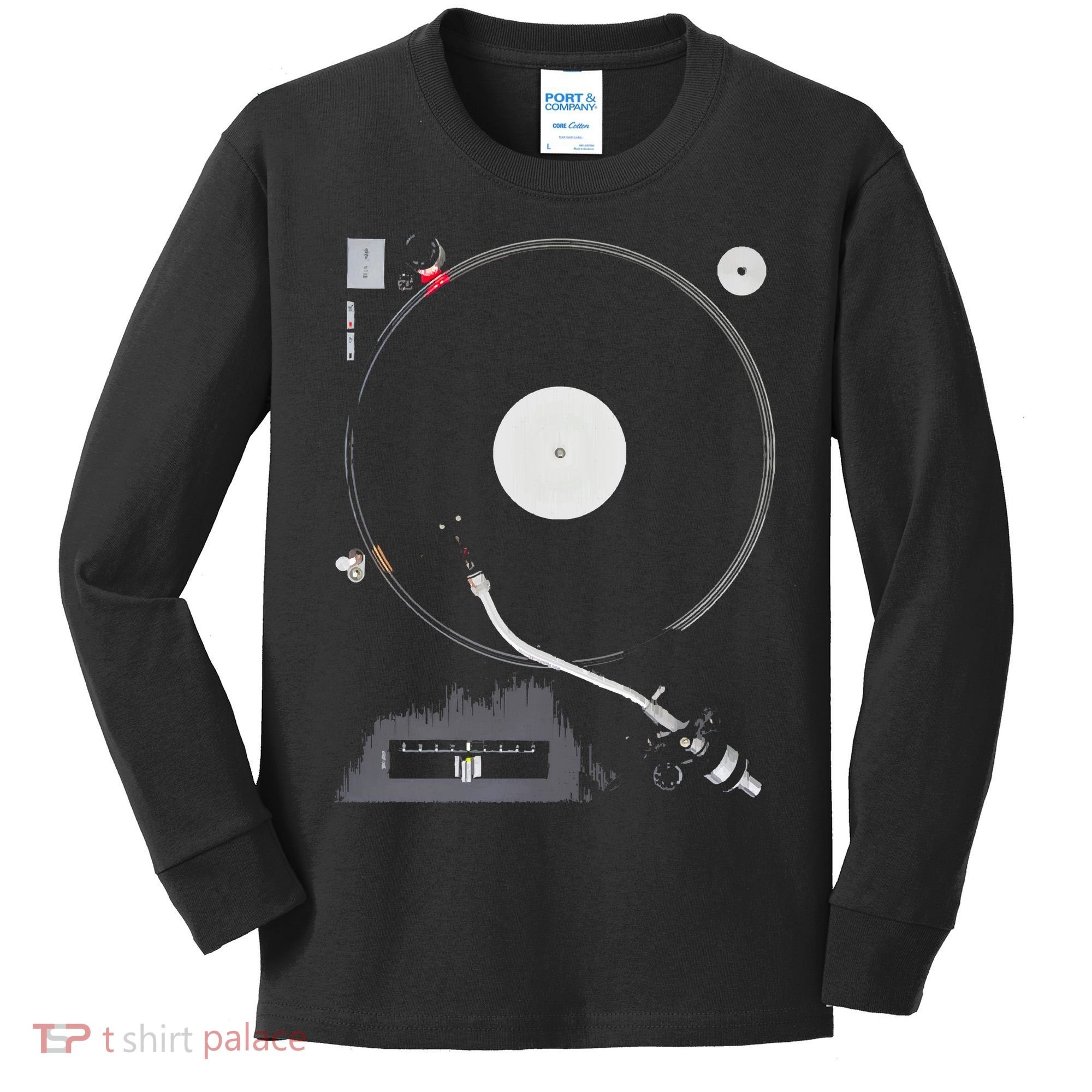 Dj Turntable Playing Vinyl Record Photo Kids Long Sleeve Shirt