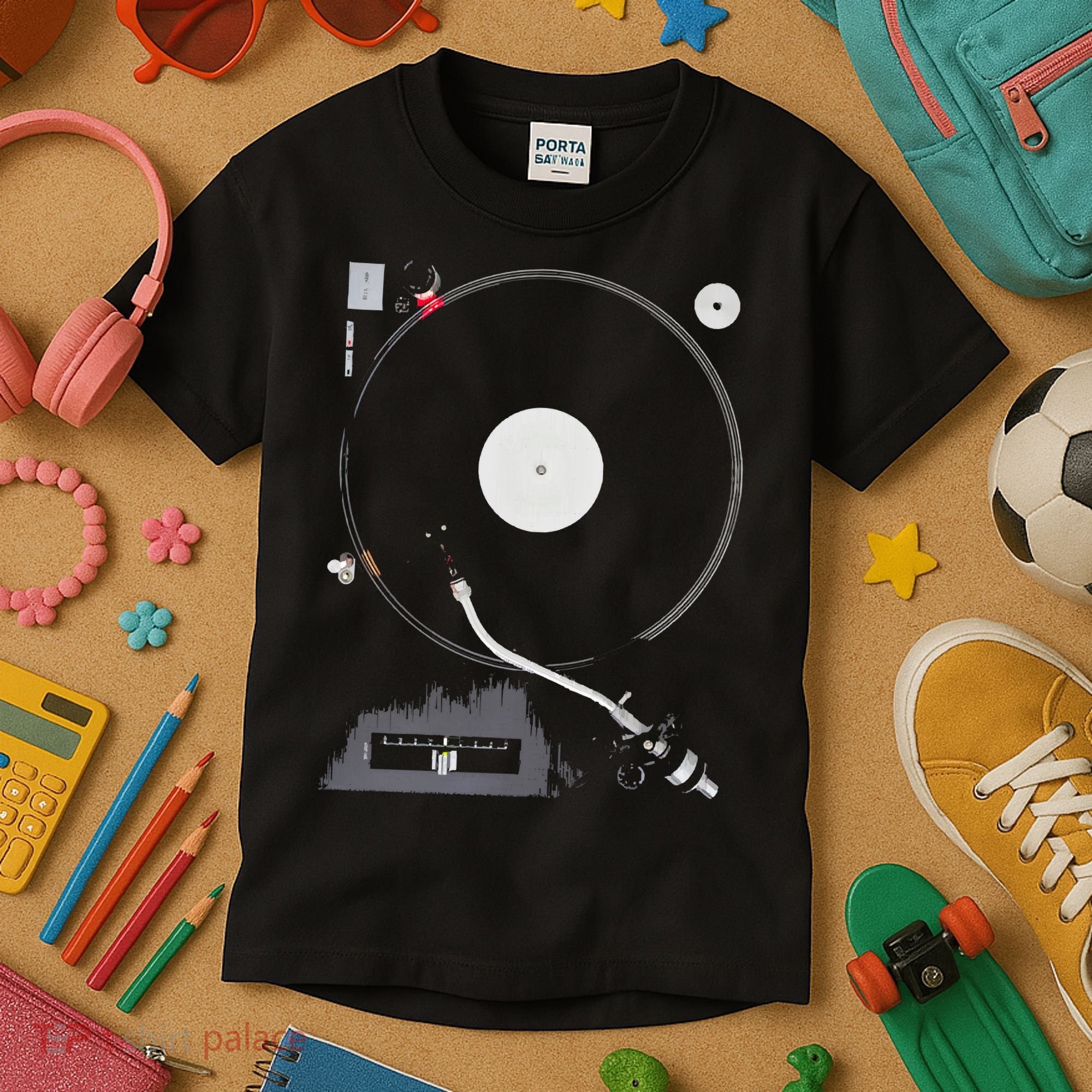 Dj Turntable Playing Vinyl Record Photo Kids T-Shirt