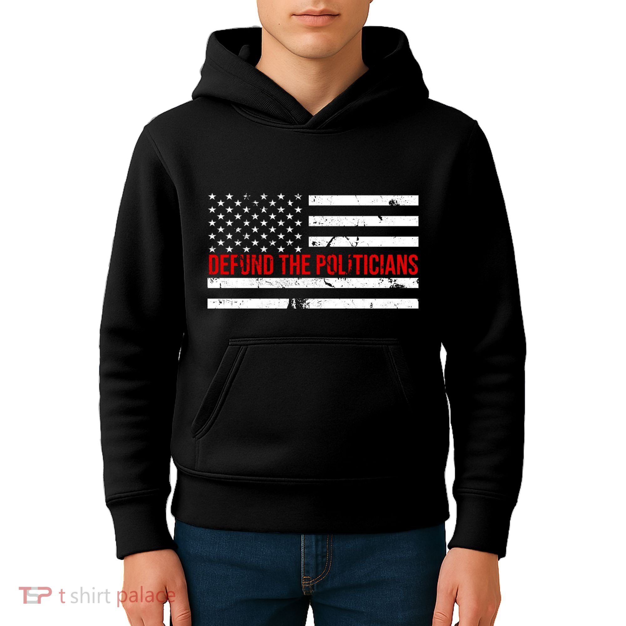 Defund The Politicians American Flag Kids Hoodie
