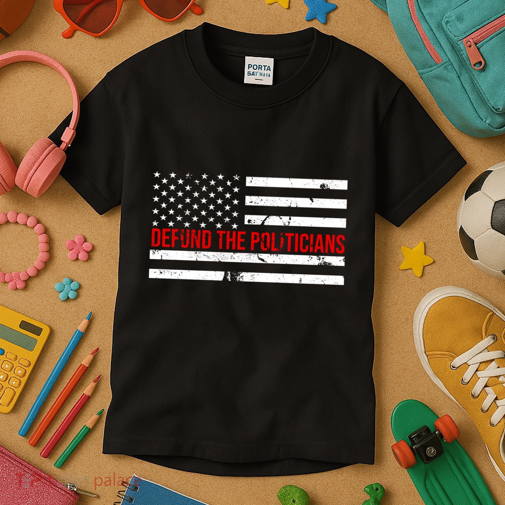 Defund The Politicians American Flag Kids T-Shirt