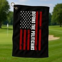 Defund The Politicians US Flag Golf Towel thumb 1