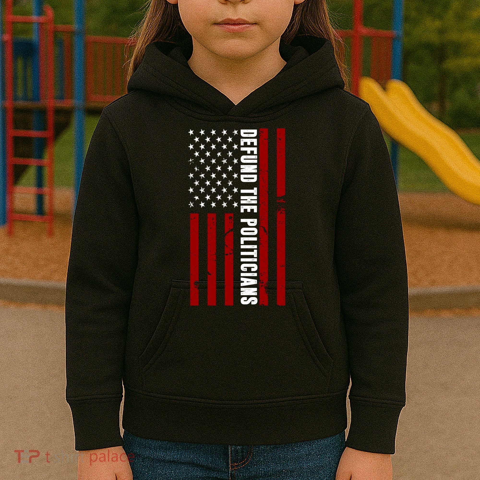 Defund The Politicians US Flag Kids Hoodie