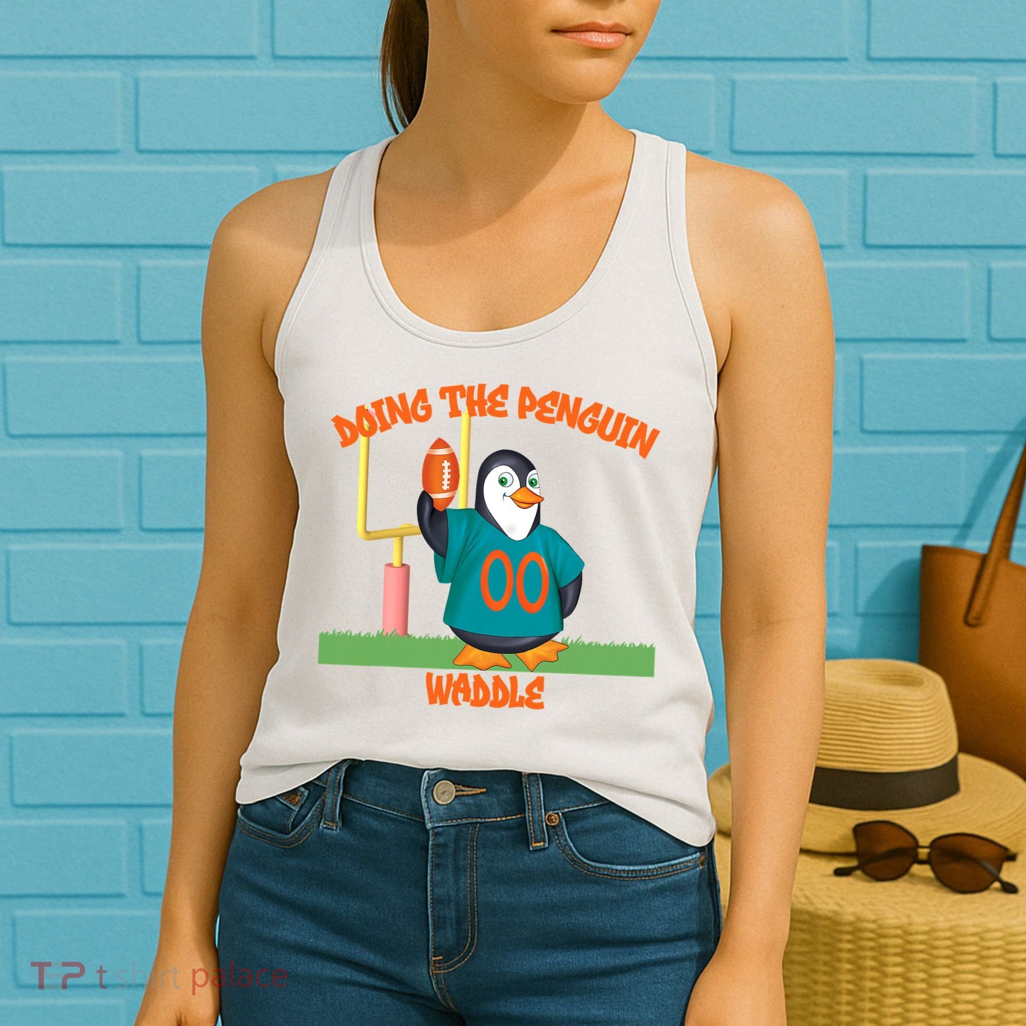 Doing The Penguin Waddle Football Touchdown Celebration Women's Tank Top