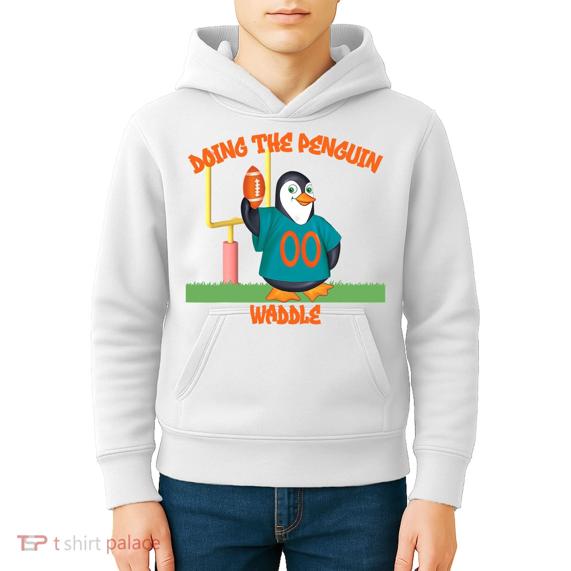 Doing The Penguin Waddle Football Touchdown Celebration Kids Hoodie
