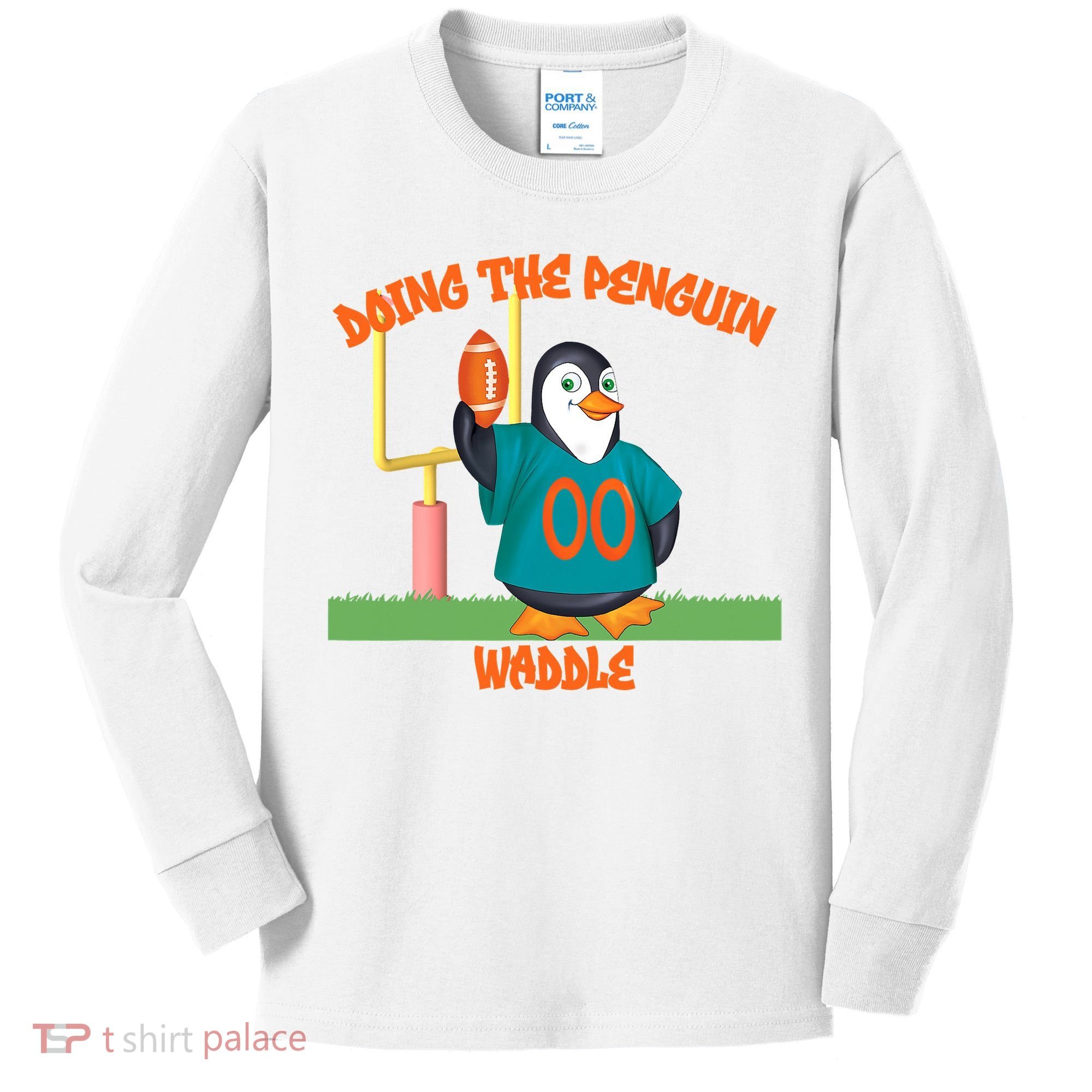 Doing The Penguin Waddle Football Touchdown Celebration Kids Long Sleeve Shirt