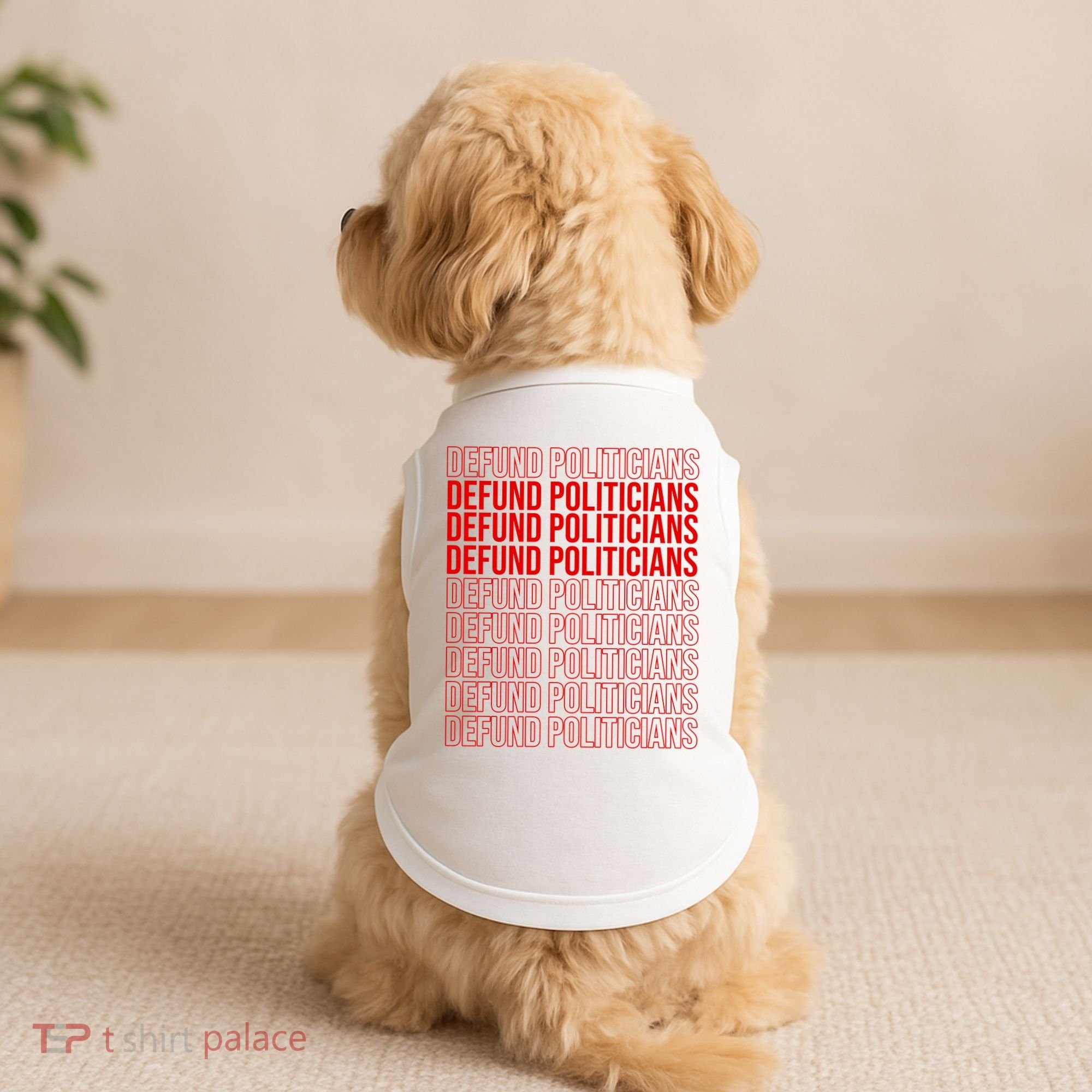 Defund The Politicians Grocery Bag Spoof Doggie Tank