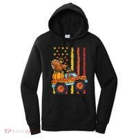 Dabbing Turkey Pumpkin Truck Autumn Usa Flag Thanksgiving Gift Women's Hoodie thumb 0